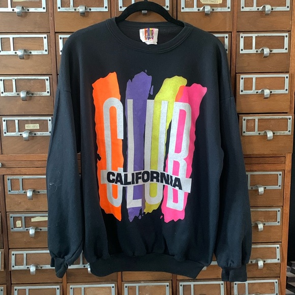 Vintage Tops - Vintage Neon Club California Sweatshirt Unisex 90’s Style